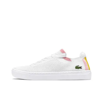LACOSTE Breathable Low Top Skateboard Shoes Women's White Pink