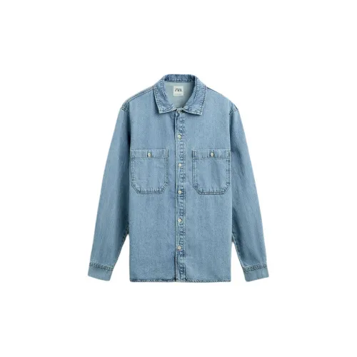 ZARA Shirts Men Light Blue