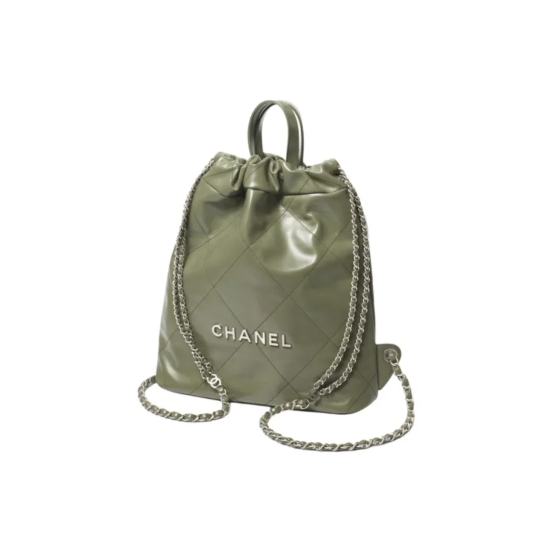 CHANEL 22Bag Calfskin Backpack Women's Khaki-1