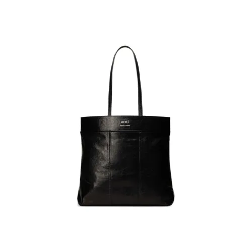 AMI Paris North South Leather Tote Bag