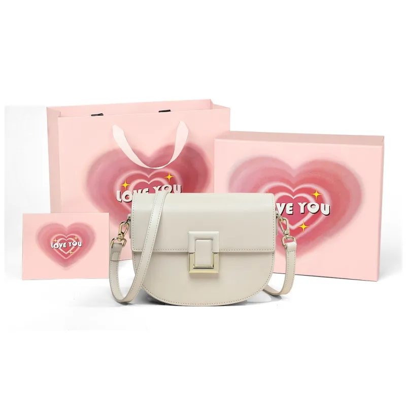 COMELY Cow Leather Patchwork Synthetic Leather Saddle Bag Shoulder Bag Crossbody Bag Regular Women's Milk White-5