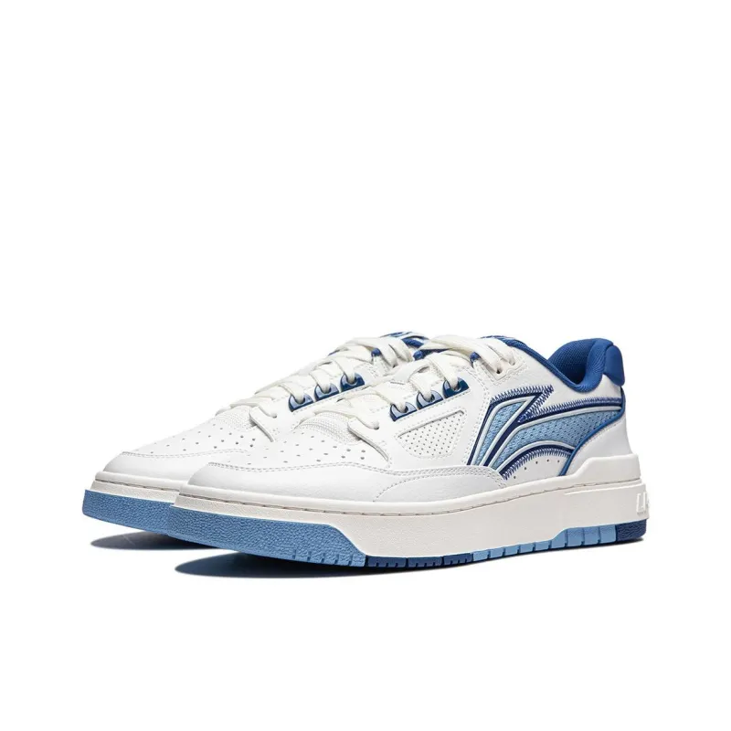 LiNing Rookie Slip-Resistant Cushioning Lightweight Breathable Low-Top Skateboard Shoes Unisex White Blue-2