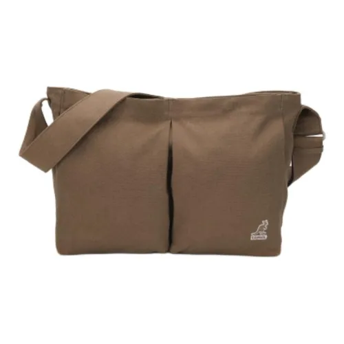 KANGOL Cotton Shoulder Bag Crossbody Bag Medium Size Unisex Brown