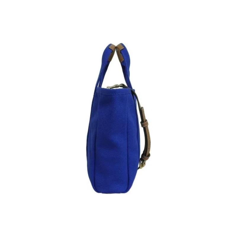 TORY BURCH Canvas Tote Bag Shopping Bag Shoulder Bag Crossbody Bag Handbag Small Size Women's Blue-2
