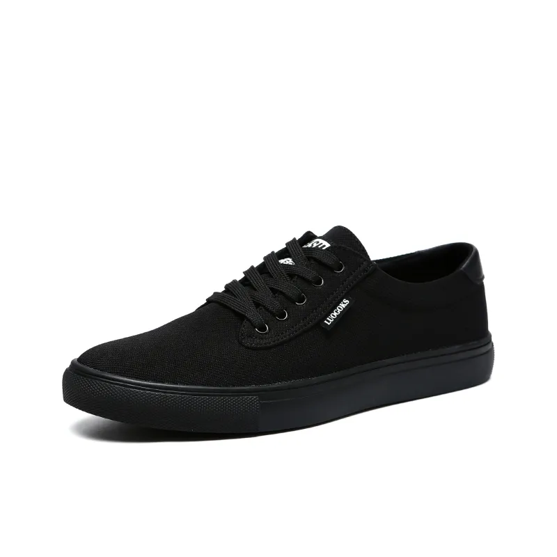 LUOGOKS Low Top Canvas Shoes Men's Black-1