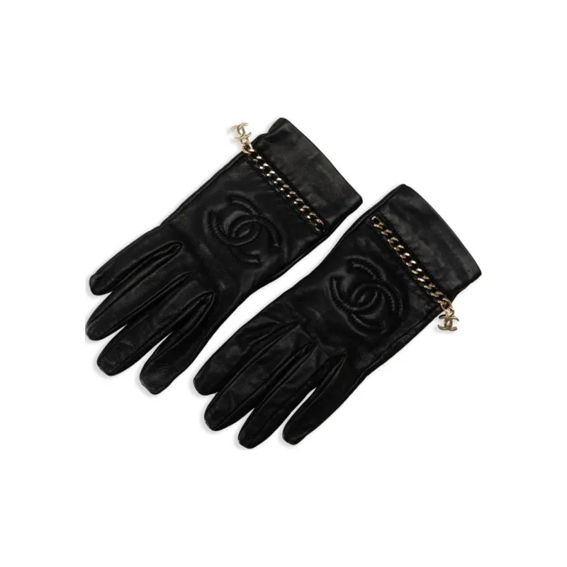 CHANEL Lambskin Gloves Women's Black-0