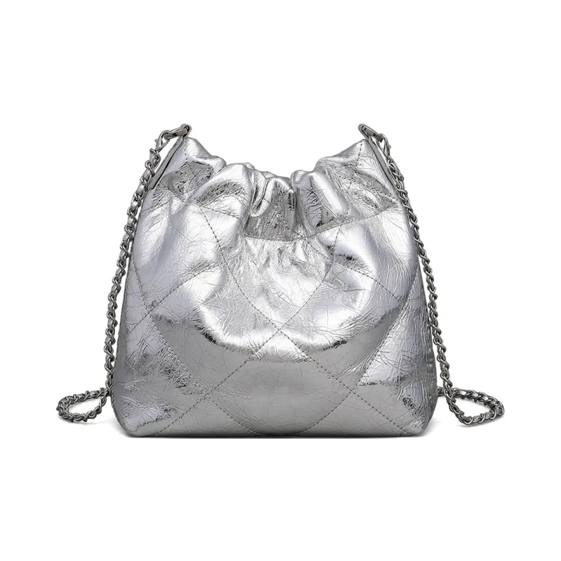 MILLIE'S Cow Leather With Synthetic Leather Underarm Shoulder Bag Women's Silver-4