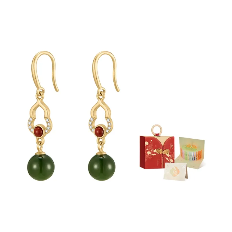 MAMADESHOUHU Hetian Jade Earrings Jasper Women's-3