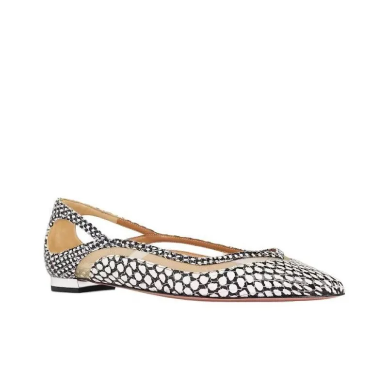 AQUAZZURA Cinema Casual Single Shoes Women's Black White-2
