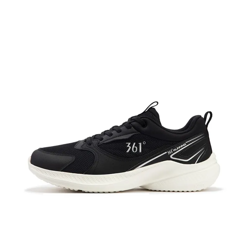 361° Anti Slip Wear Resistant Low Top Running Shoes Men's Black White-0