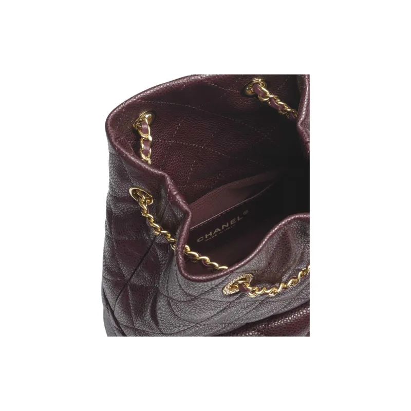 CHANEL Grain Lambskin Backpack Regular Women's Burgundy-3