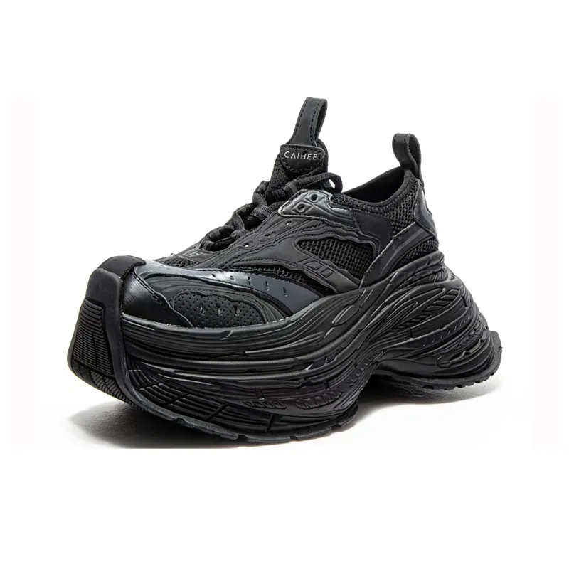 CAIHEE Anti Slip And Wear Resistant Height Increasing Low Top Chunky Sneakers Unisex-1
