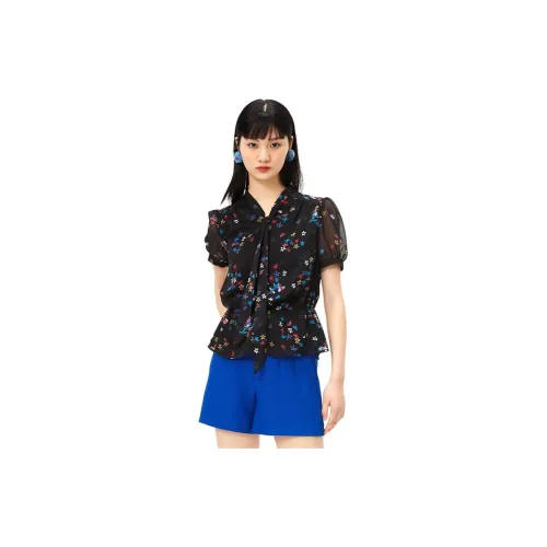 JZ. ANNAKRO Chiffon Shirts Women's Multicolor Black