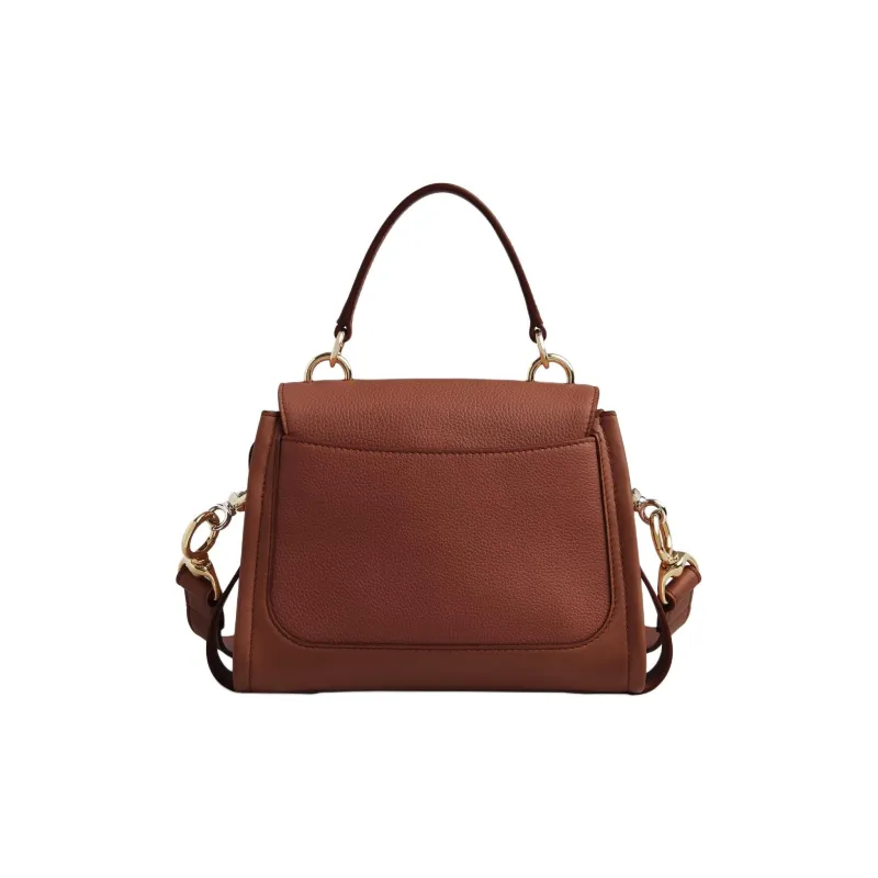 Chloe Tess Grained Calfskin Brightened Surface Calfskin Shoulder Bag Crossbody Bag Handbag Mini Women's Brown-1