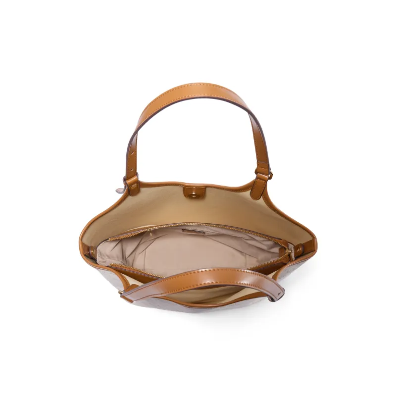 BELLE Artificial Leather Tote Bag, Shoulder Bag Women's Beige-3