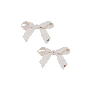 BABYBEI Edge Clip Advanced Handmade Gentle Black Beige Bowknot Hair Accessories Women's
