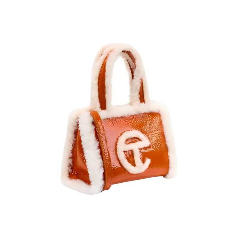 UGG Telfar Collaboration Patent Leather Tote Bag Shopping Bag Handbag Shoulder Bag Small Size Unisex Spicy Pumpkin-1