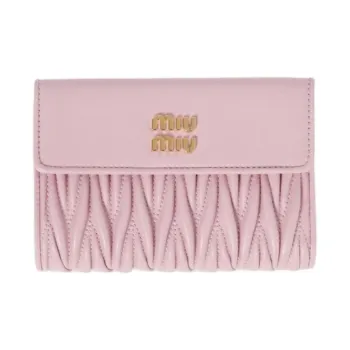 MIU MIU Nappa Leather Wallet Small Size Women's Snowflake Gypsum Pink