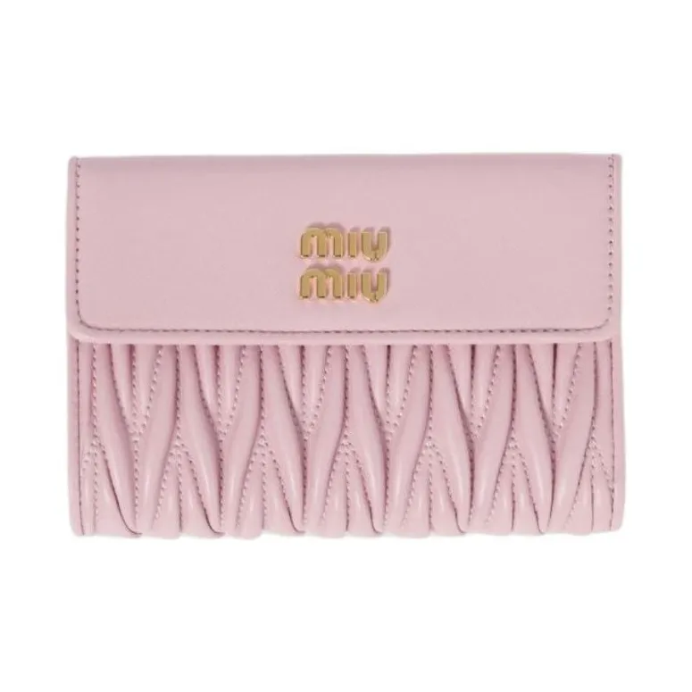 MIU MIU Nappa Leather Wallet Small Size Women's Snowflake Gypsum Pink-0