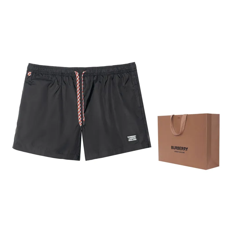 Burberry Men SS23 Solid Color Drawstring Tie Casual Shorts Black-2