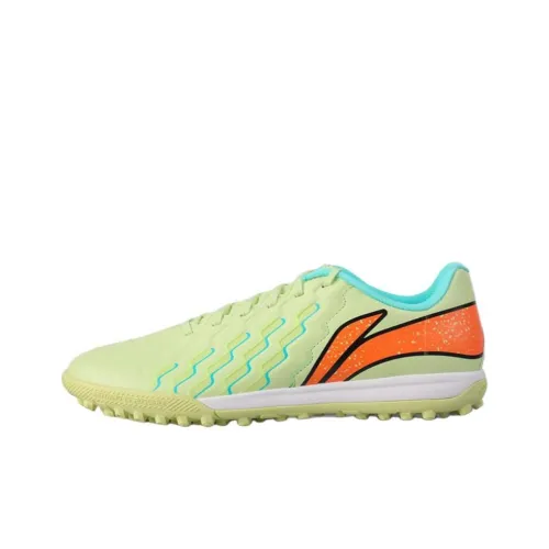LiNing Jin Artificial Ground Natural Ground Anti-Slip Wear-Resistant Soccer Shoes Men's Green Orange