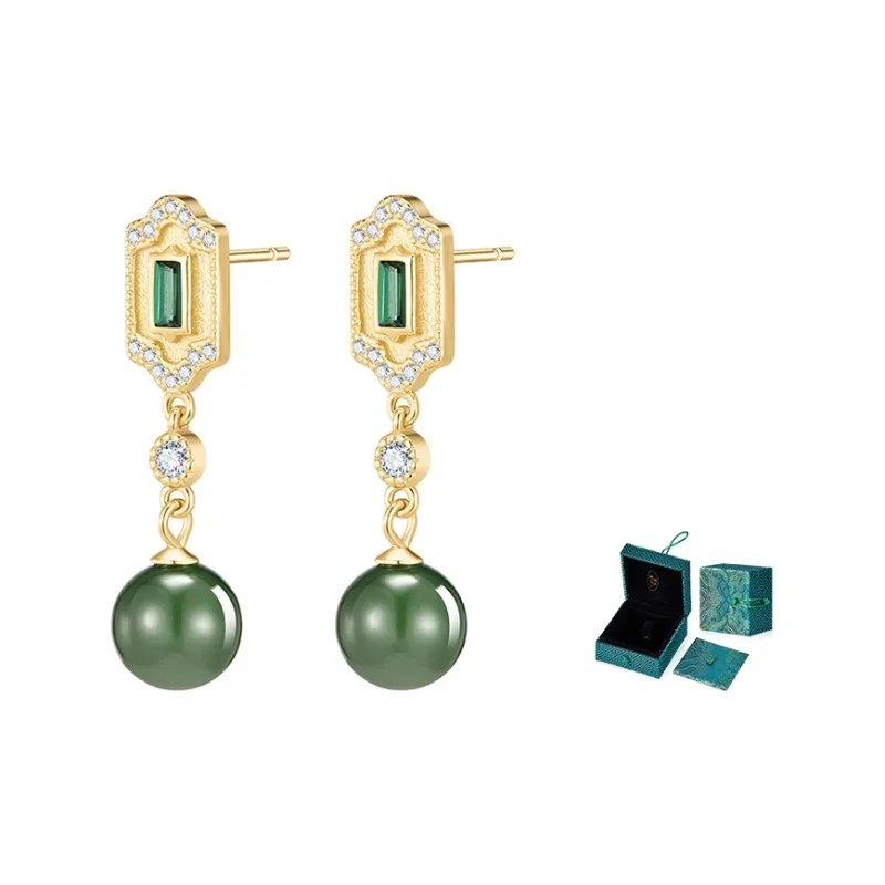 MAMADESHOUHU Hetian Jade Earrings Jasper Women's-2