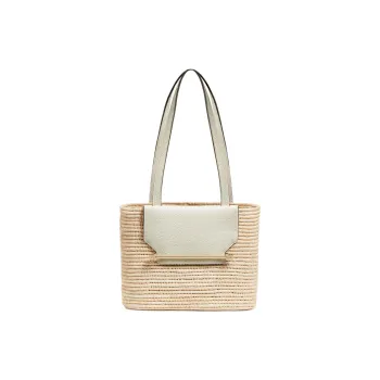Strathberry Grained Calfskin Pinyali Grass Handbag Shoulder Bag Small Size Women's Natural & White