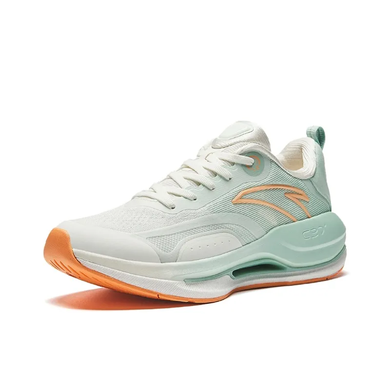 Anta Running Collection Wear-Resistant Slip-Resistant Low-Top Casual Running Shoes Women's White Green-1