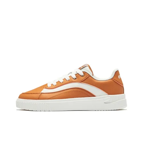 Erke Skateboard Shoes Men Low-Top Fresh Orange Microcrystalline White