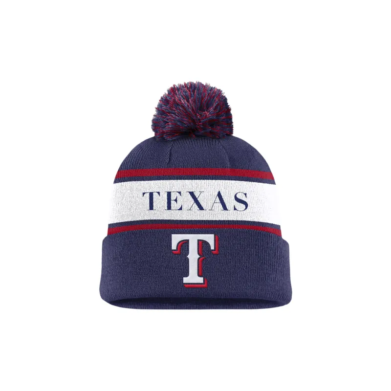 Nike Texas Rangers Team Stripe Peak Men's Nike Mlb Cuffed Pom Beanie-0