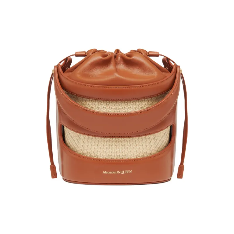 Alexander McQueen Calfskin Bucket Bags Shoulder Bag Crossbody Bag Handbag Regular Women's Brown & Natural-1