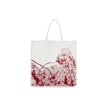 ZARA Polyester Tote Bag Shopping Bag Handbag Large Size Women's Red White