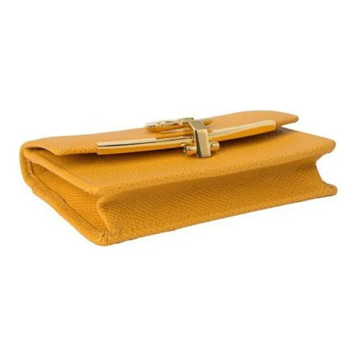 FERRAGAMO GANCINI Calfskin Card Holder Women's Yellow-3