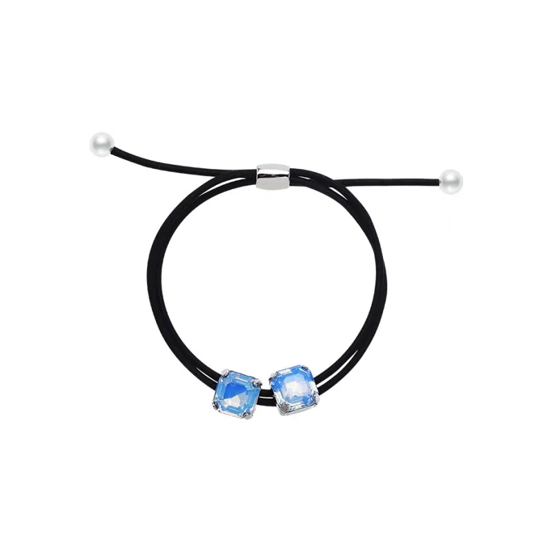 ROYALSASA 2 Pack Rubber Bands Faux Crystal Faux Pearl Hair Tie Women's-0