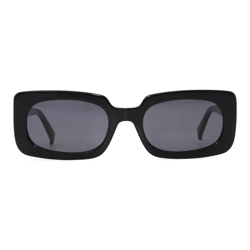 Pair Ponyo Plate Frame Rectangular Sunglasses Unisex Black-1
