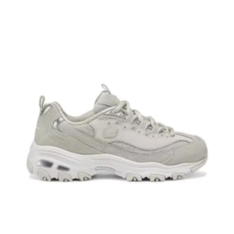 Skechers DLITES Anti Slip Wear Resistant Low Top Chunky Sneakers Women's Gray Silver-1