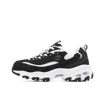 Skechers D'LITES 1.0 Anti Slip And Wear Resistant Warm Low Top Chunky Sneakers Women's Black White