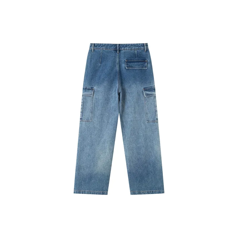 Suamoment American Spring And Fall Casual Loose Fit Long Jeans Unisex-1