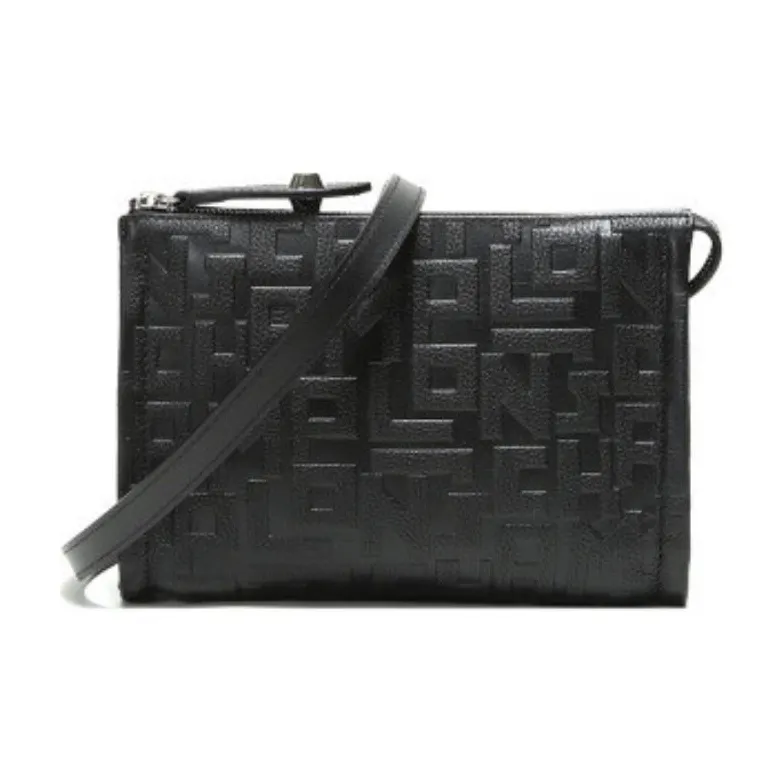 LONGCHAMP Leather Shoulder Bag Crossbody Bag Small Size Women's Black-0