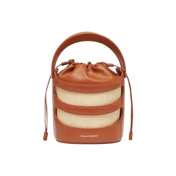 Alexander McQueen Calfskin Bucket Bags Shoulder Bag Crossbody Bag Handbag Regular Women's Brown & Natural