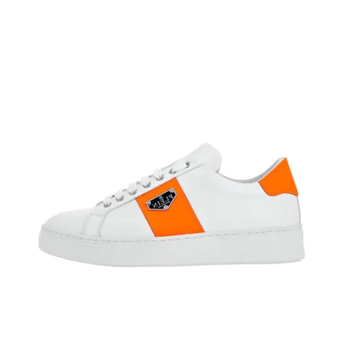 PHILIPP PLEIN Lo-Top Skateboard Shoes Unisex Low-Top White/Orange