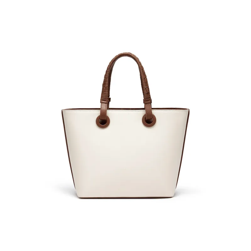 CNOLES Synthetic Leather Mom Bag Crossbody Bag Shoulder Bag Basket Bag Regular Women's Cream White-3