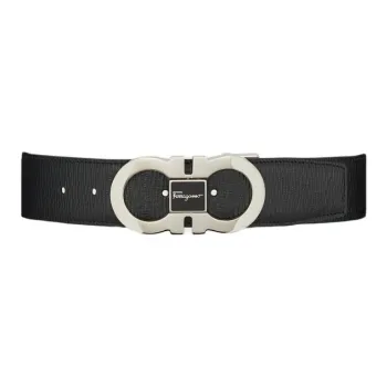 FERRAGAMO Brand Logo Leather Belts Men's Black