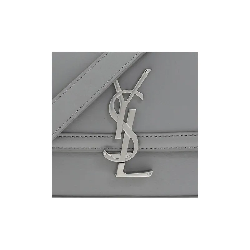 SAINT LAURENT SOLFERINO Leather Crossbody Bag Shoulder Bag Women's Gray-3