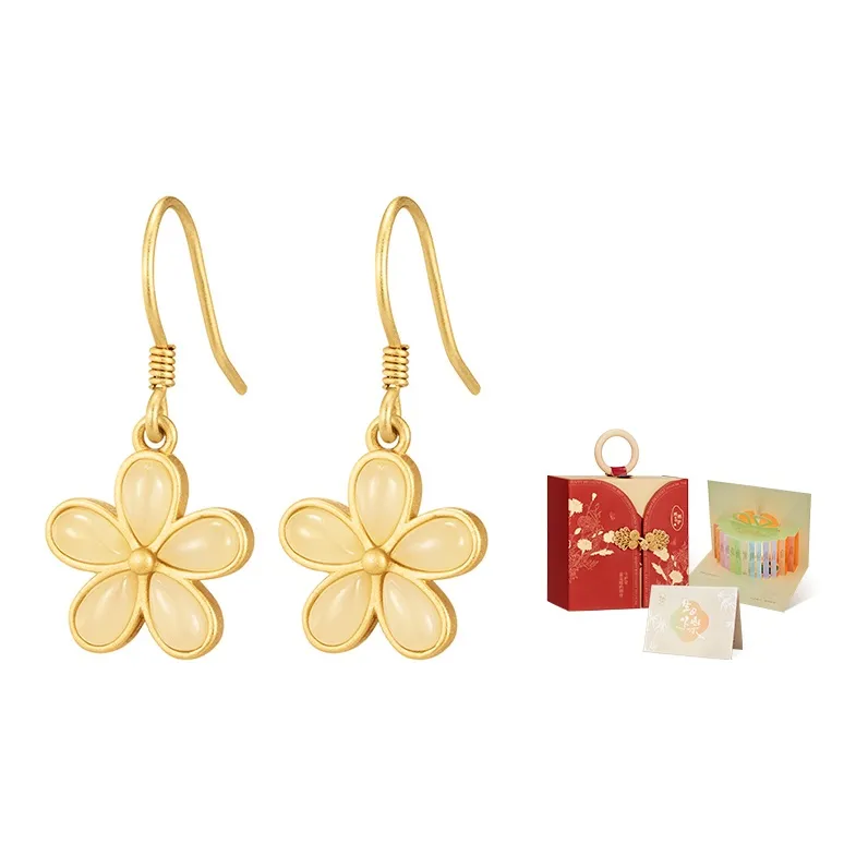 MAMADESHOUHU Hetian Jade Earrings Pale Greenish White Jade Women's-4
