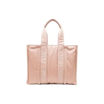 Chloe Woody Polyurethane Tote Bag Shopping Bag Shoulder Bag Handbag Large Size Women's Pink
