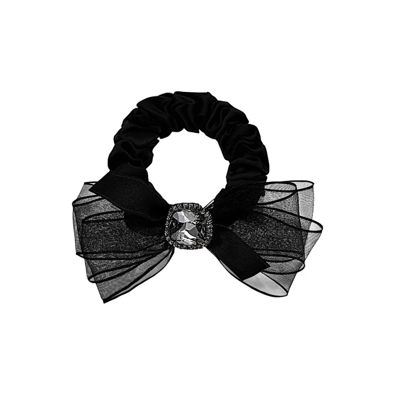 ROYALSASA Silk Chiffon Faux Crystal Hair Tie Women's-1