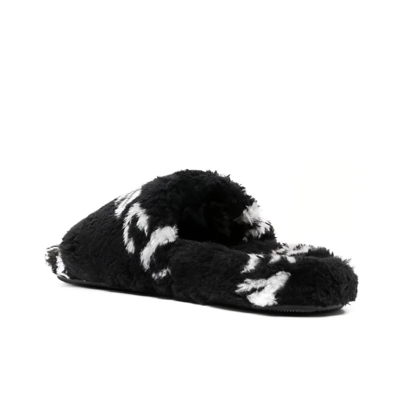 Balenciaga Women's Furry Slides 'Allover Logo - Black'-2