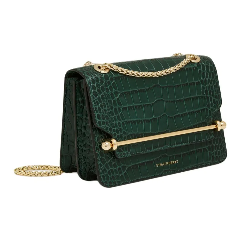 Strathberry Smooth Calf Leather Shoulder Bag Crossbody Bag Mini Women's Dark Green-1