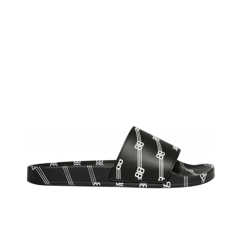 Balenciaga Pool Slides 'Allover Logo - Black'-1